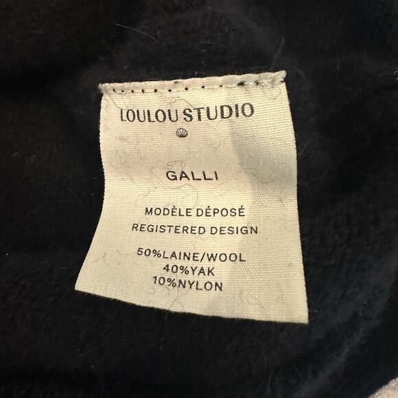 LouLou Studio Black Wool Yak Blend Crewneck Oversized Boxy Wide Sleeve Sweater S - Picture 7 of 7